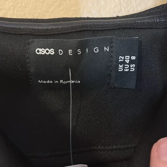 ASOS DESIGN scuba off the shoulder bow detail midi dress in black size 8 - Picture 9 of 13